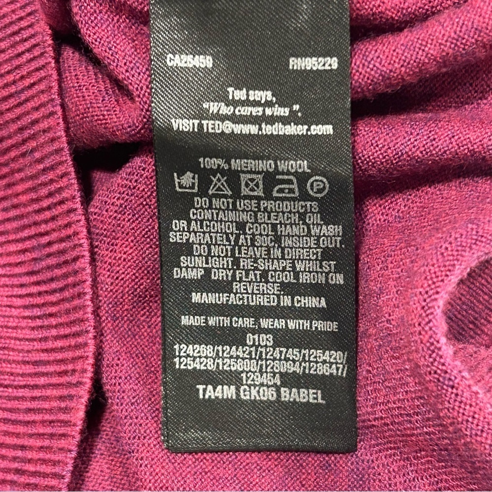 Ted Baker Sweater Womens Purple 100% Merino Wool Pullover Luxury Preppy Sz 6 - Picture 6 of 10